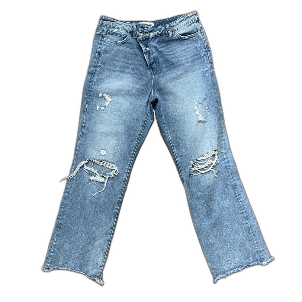 Flying Monkey Criss Cross Button Fly Boyfriend Jeans Crop Size 29